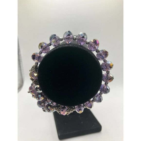 Purple Crystal with one large cluster 2 7/8 around bracelet! - Picture 8 of 8